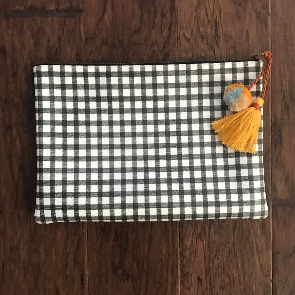 NWOT Madewell Checkered Navy White Clutch